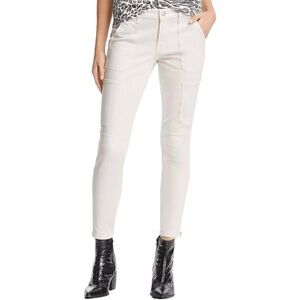 J BRAND ✘ Utility Mid Rise Ankle Zippers Denim Skinny Pants, 28W, Sunstone Beige